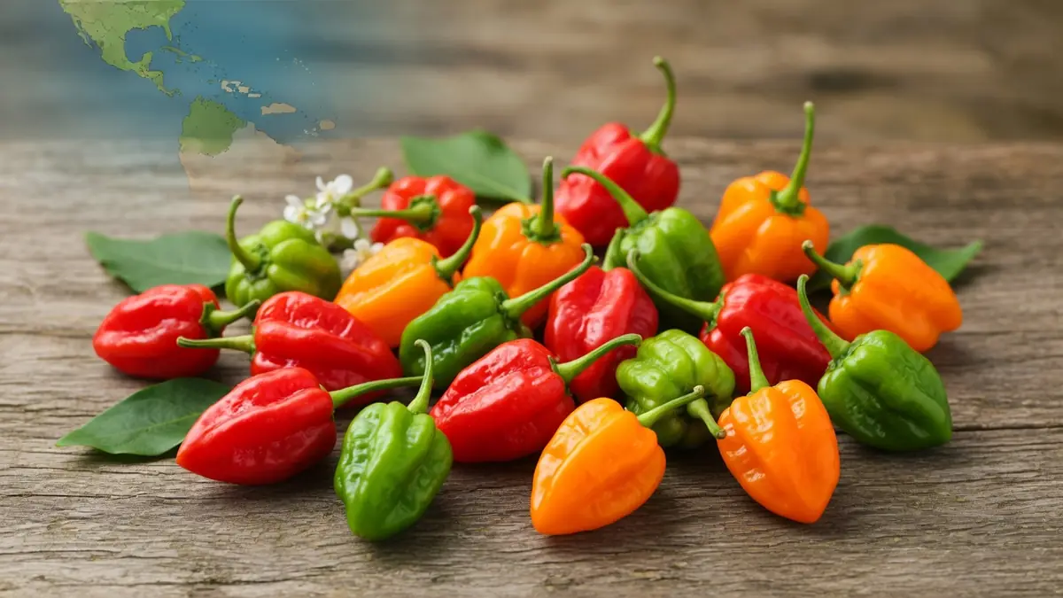 Un tas de piment végétarien colorés repose sur du bois