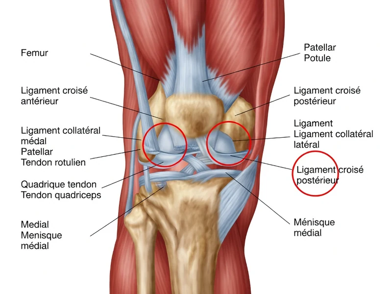 Illustration éditoriale de l'article : ligaments genou.