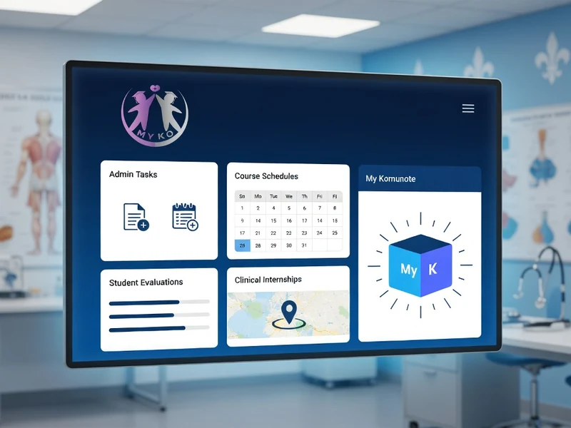 L'interface du portail Mykomunote est affichée sur un écran dans une salle de formation médicale