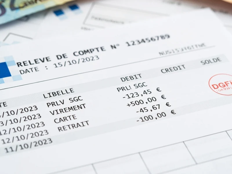 Un relevé bancaire montre prlv SGC dans la colonne des débits