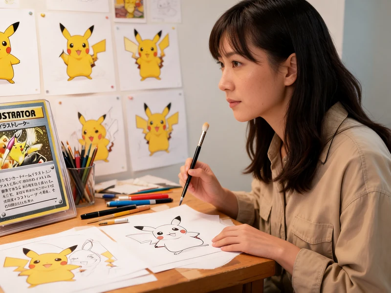 Une illustratrice crée des Pikachu près de la carte Pokémon la plus chère