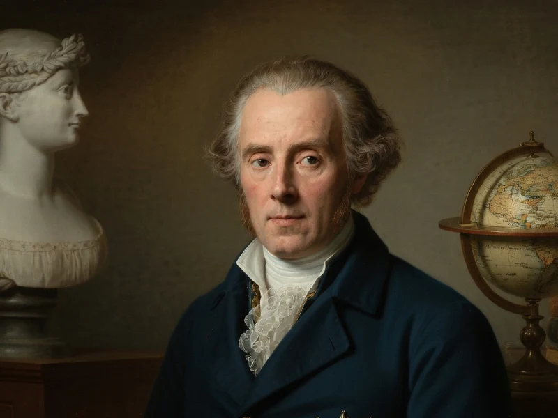 Ce portrait représente Pierre Laplace avec un buste et un globe terrestre