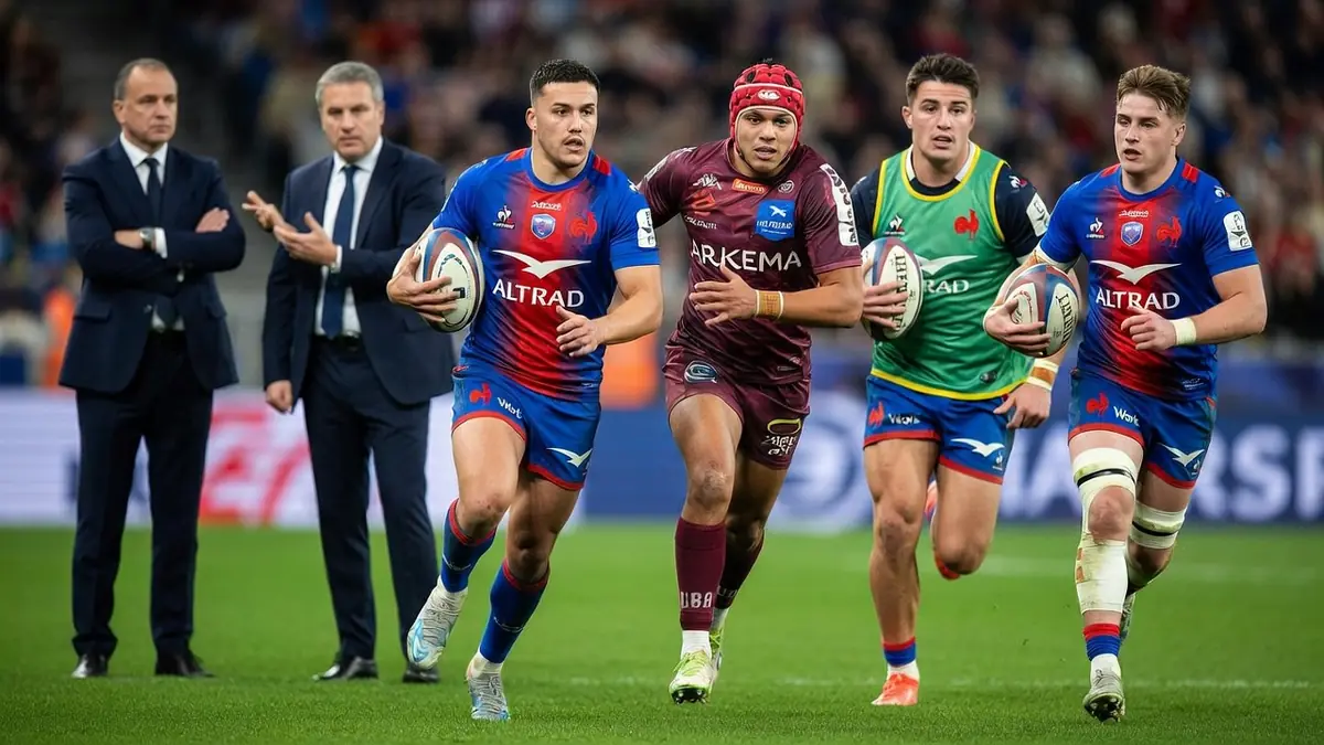 Des joueurs de rugby en pleine action sur le terrain pour illustrer le sujet du UBB transfert