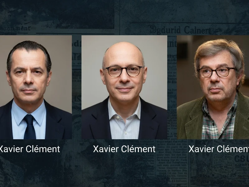 Trois portraits de Xavier Clément sont présentés côte à côte