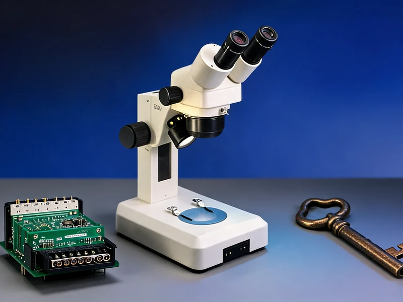 Le czm4 est représenté par un microscope, une carte électronique et une clé ancienne