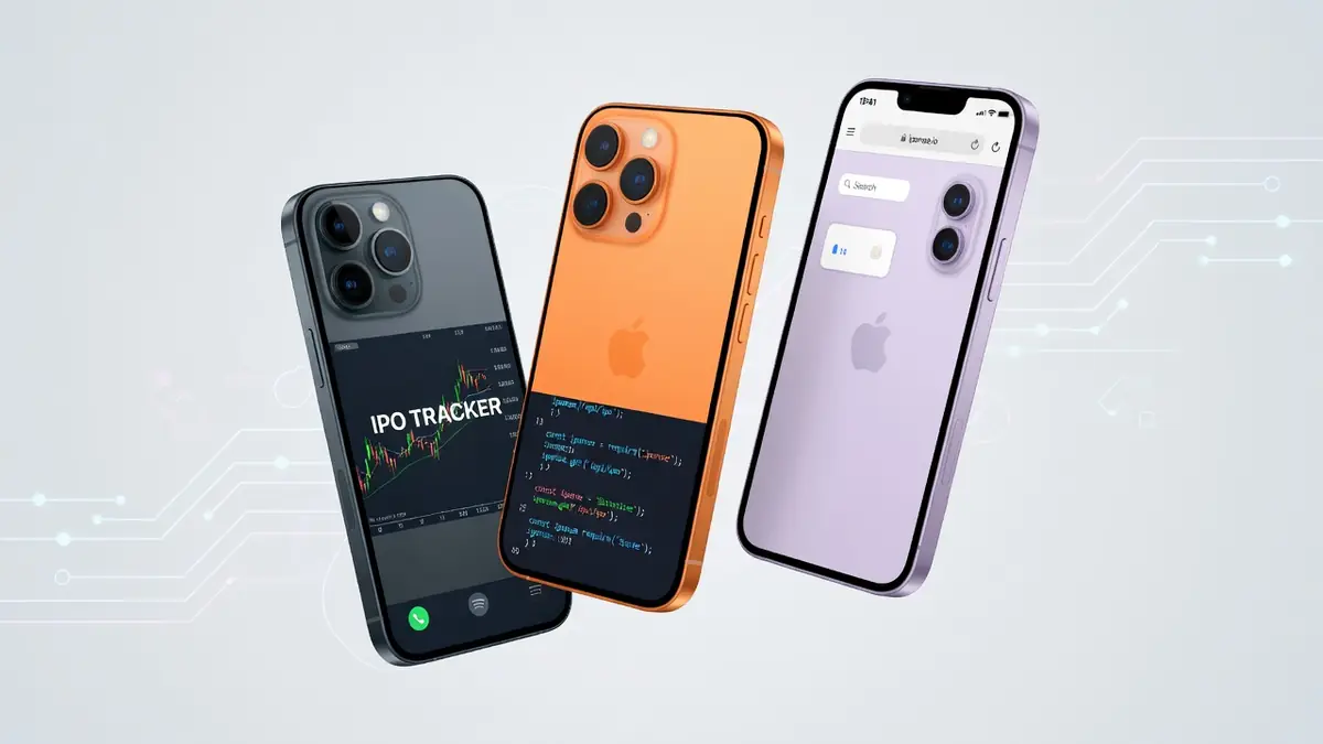 Trois smartphones colorés flottent pour illustrer Iponse
