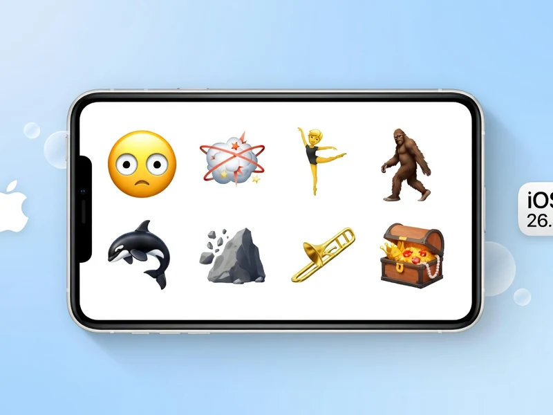 Un smartphone affiche divers nouveaux emoji sur son écran