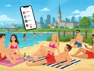 Des jeunes profitent de la plage, un lieu urbain devenu l'un des nouveaux lieux de drague connectés