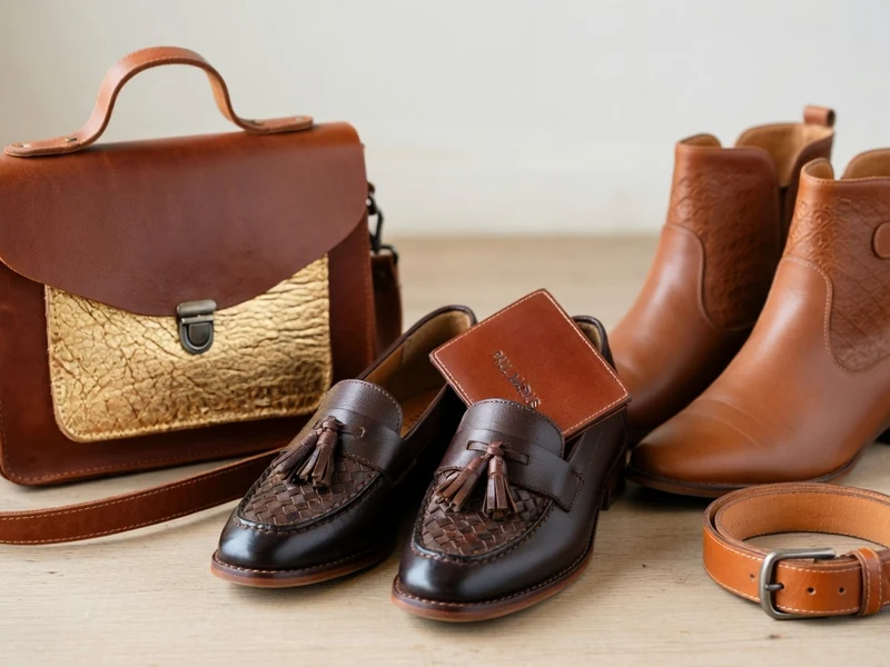 Des sacs Paul Marius femme accompagnés de chaussures et bottines en cuir marron sur une surface bois