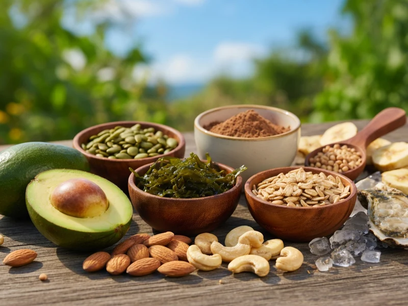 Illustration éditoriale de l'article : alimentation riche en magnésium.