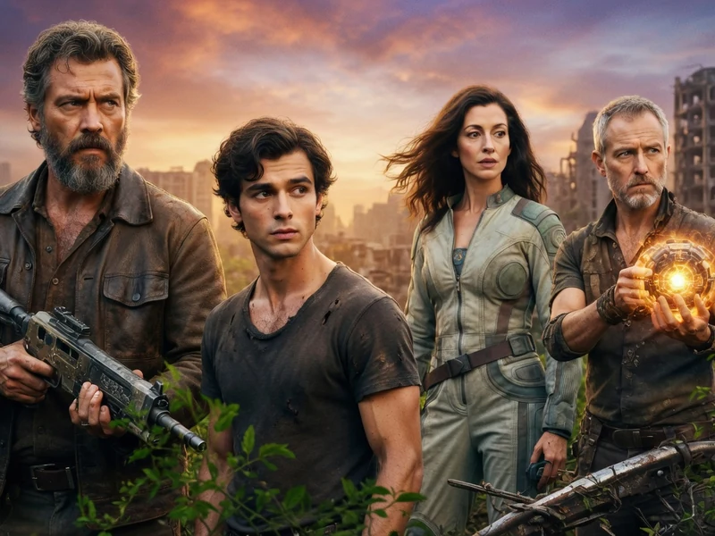 Quatre personnages dans une ville en ruines pour la sortie cinéma août 2026