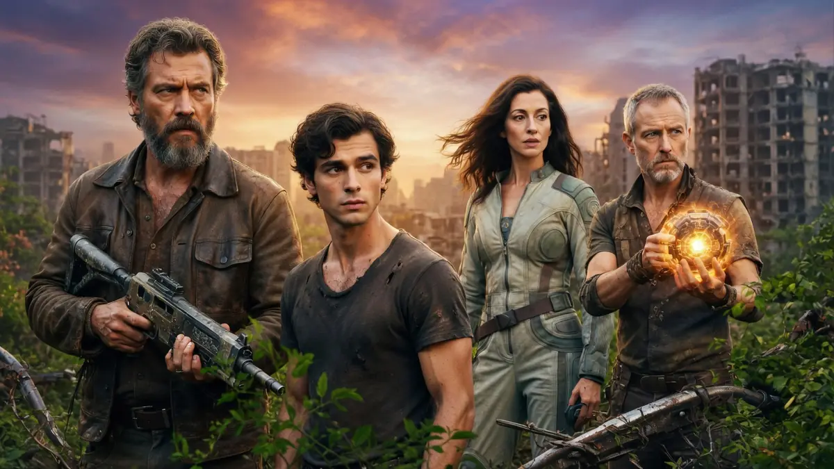 Quatre personnages dans une ville en ruines pour la sortie cinéma août 2026