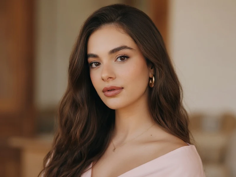 Portrait en gros plan de la jeune actrice Lou Anna Hamon regardant l'objectif avec douceur