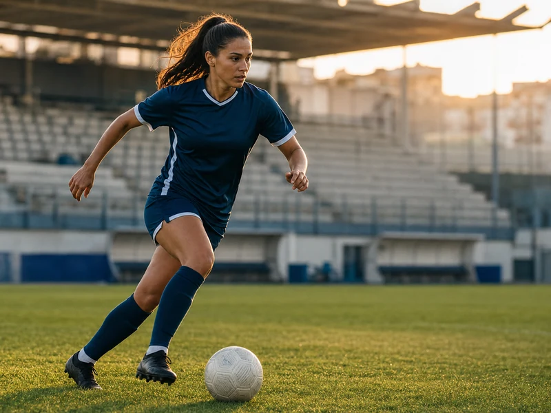 Louisa Necib inspire une scène de football féminin élégante sur le terrain.