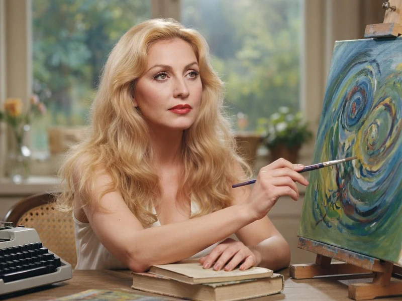 Marie-Hélène Breillat peint une spirale colorée sur une toile dans un atelier lumineux