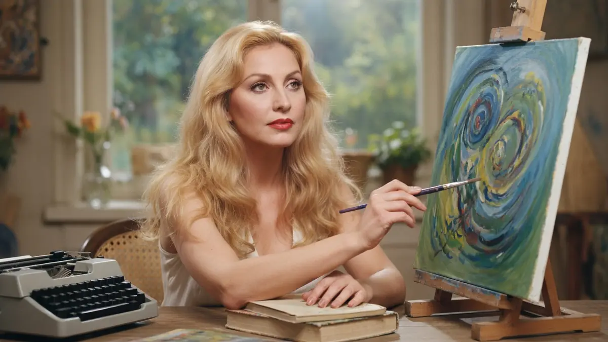 Marie-Hélène Breillat peint une spirale colorée sur une toile dans un atelier lumineux