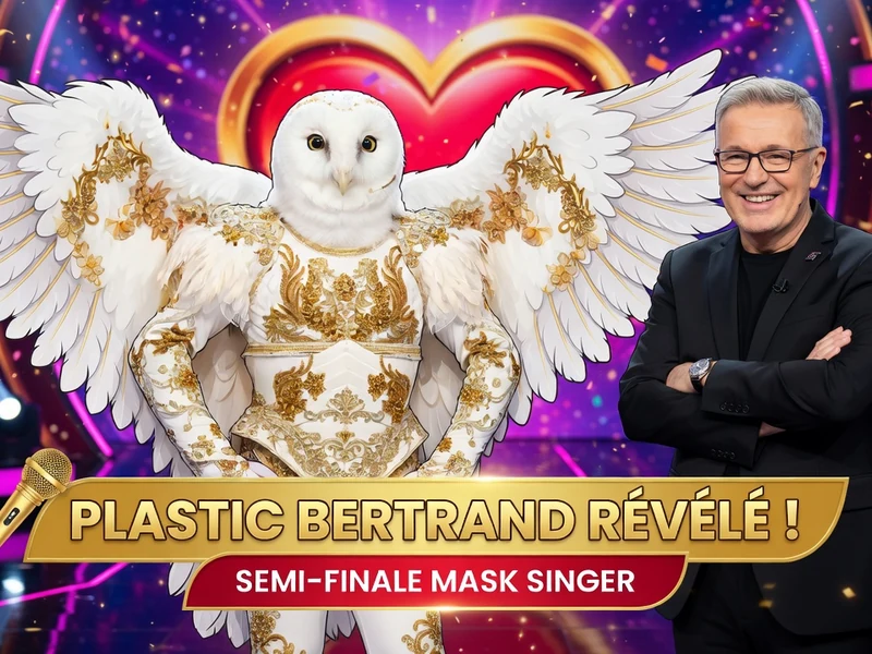 L'animateur présente le costume de la chouette Mask Singer sur le plateau de l'émission