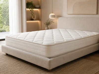 Un matelas 180x200 épais dans une chambre lumineuse et apaisante.