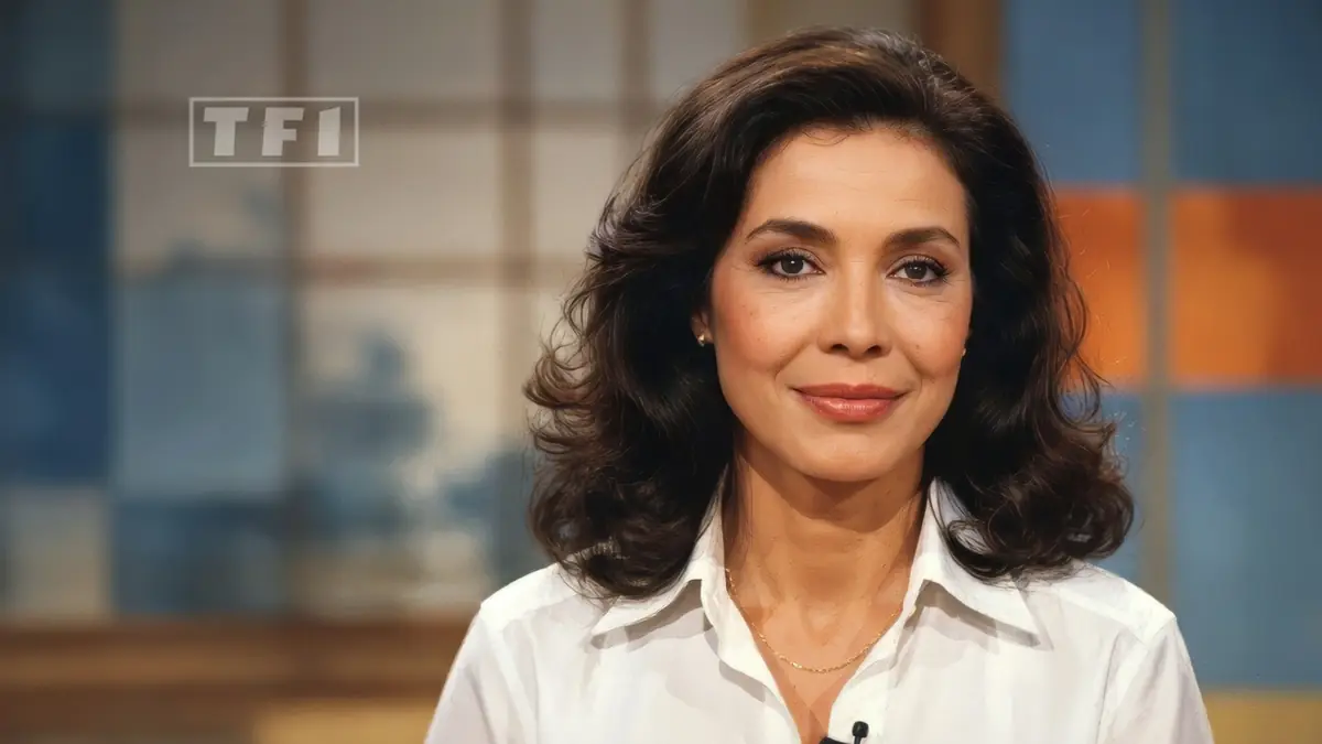 Nadia Samir sourit à l'objectif dans un studio avec une chemise blanche.