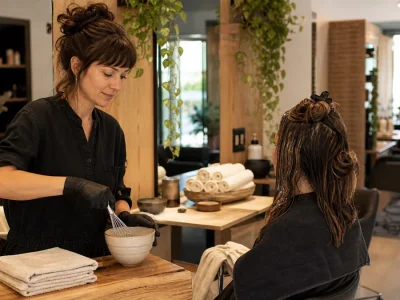 Un salon nefertitif chaleureux mise sur des soins capillaires écoresponsables.