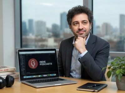 Nicolas Koretzky est assis à son bureau devant une grande fenêtre avec vue sur la ville