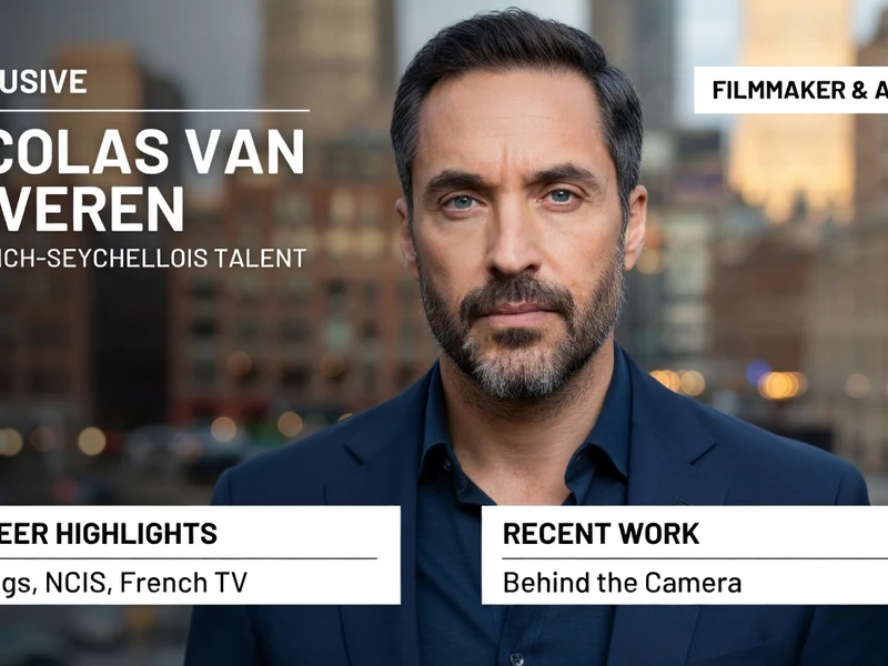 Portrait de l'acteur et réalisateur Nicolas Van Beveren posant devant un arrière-plan urbain flou