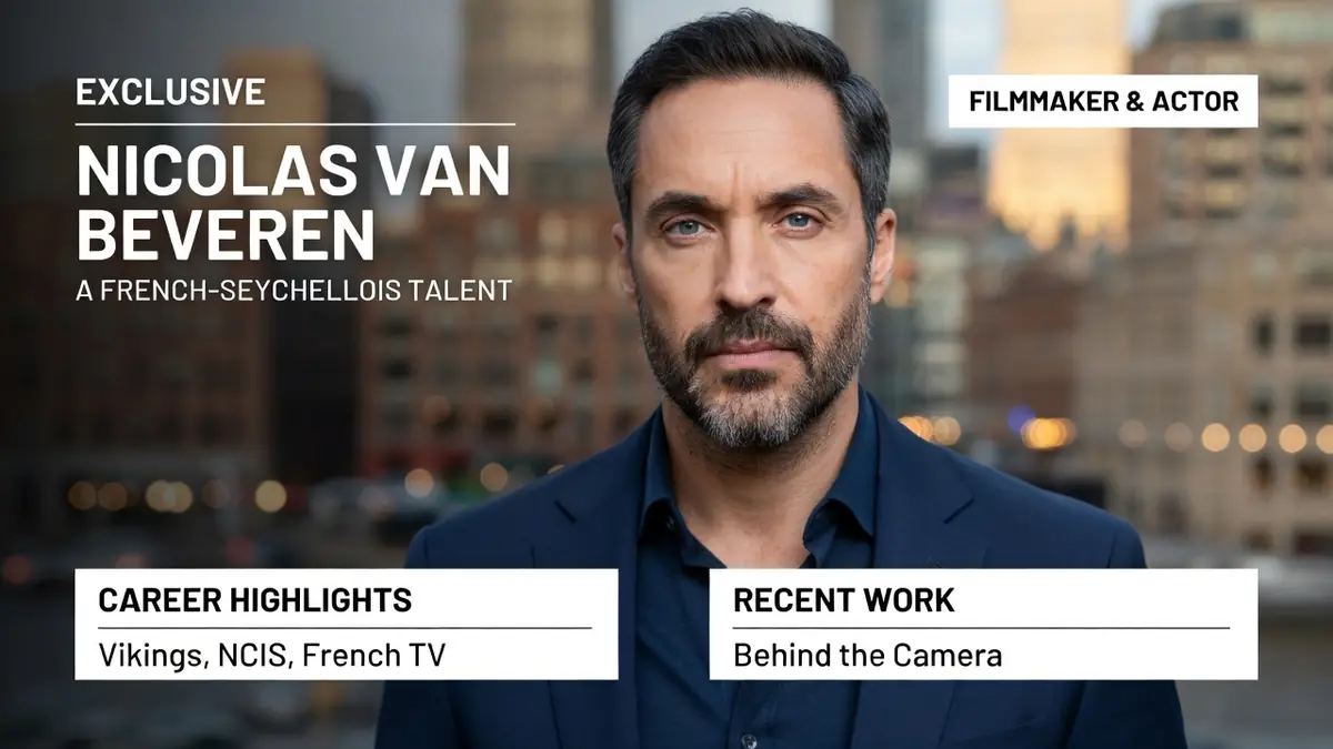 Portrait de l'acteur et réalisateur Nicolas Van Beveren posant devant un arrière-plan urbain flou