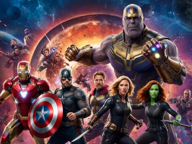 Les Avengers affrontent Thanos dans une scène cosmique de avengers Infinity War streaming