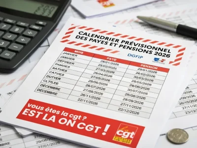 Calendrier administratif posé sur un bureau pour consulter la paie fonctionnaire 2026