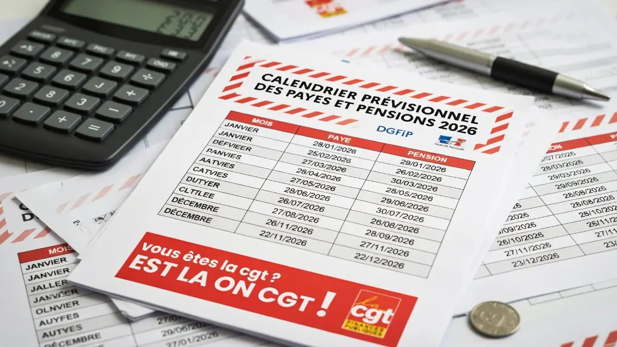 Calendrier administratif posé sur un bureau pour consulter la paie fonctionnaire 2026