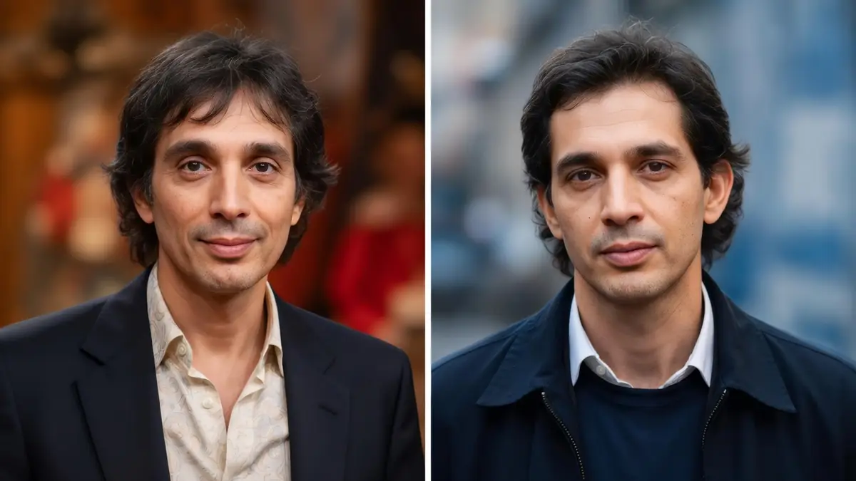 L'image juxtapose deux portraits de Paul Blain