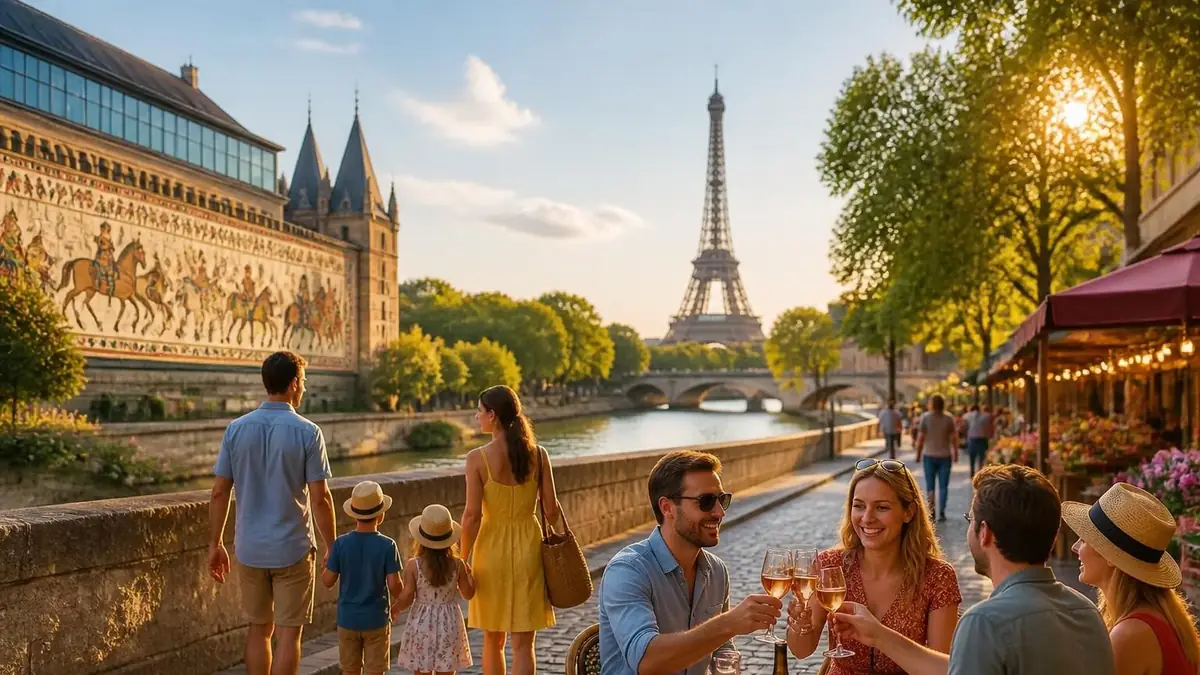 Une famille et des amis profitent du soleil à Paris pour trouver que faire ce week-end