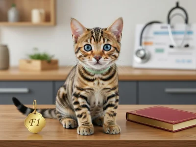 Un mignon chaton Bengal assis sur un bureau de vétérinaire pour illustrer le sujet du chaton Bengal prix