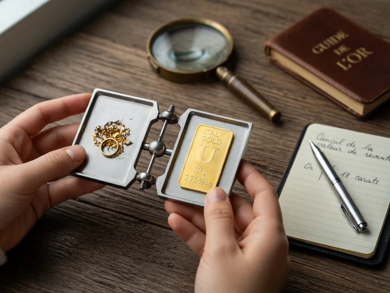 Mains tenant un plateau avec des bijoux et un lingot pour estimer le 10 gramme d'or 18 carats prix sur le marché