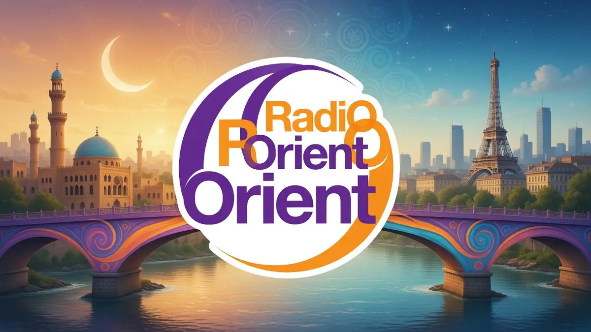 Un pont coloré relie des minarets à la tour Eiffel pour radio Orient