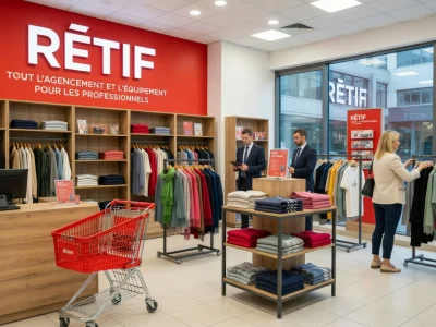 Des clients et des professionnels explorent les rayons d'aménagement d'un magasin rétif Montpellier