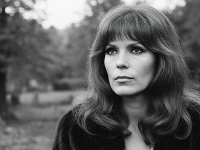 Sabine Sun est photographiée en noir et blanc dans un parc