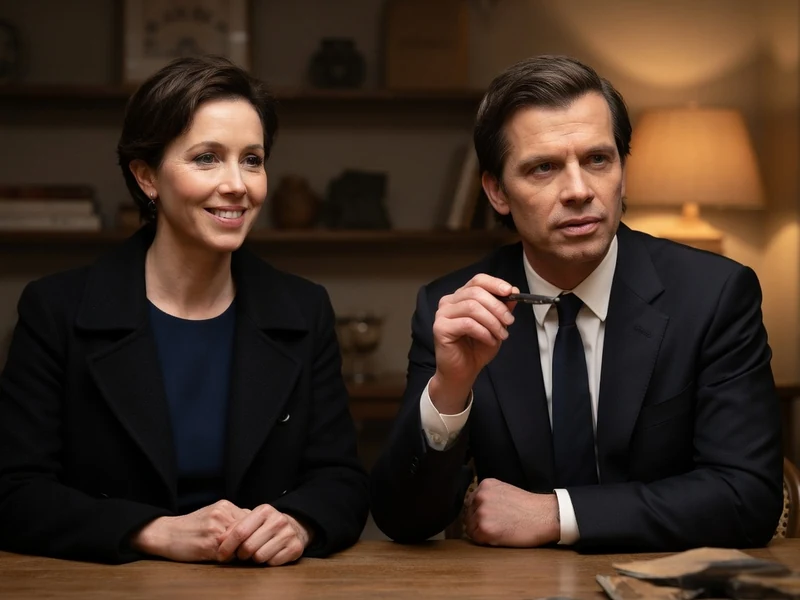 Simon Hubert est assis à une table en bois aux côtés d'une femme souriante dans une pièce chaleureuse