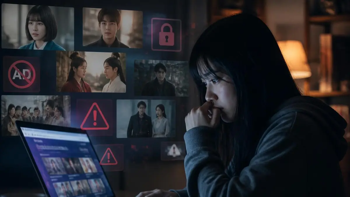 Jeune femme concentrée devant son ordinateur pour voir Drama Org et ses séries asiatiques en streaming