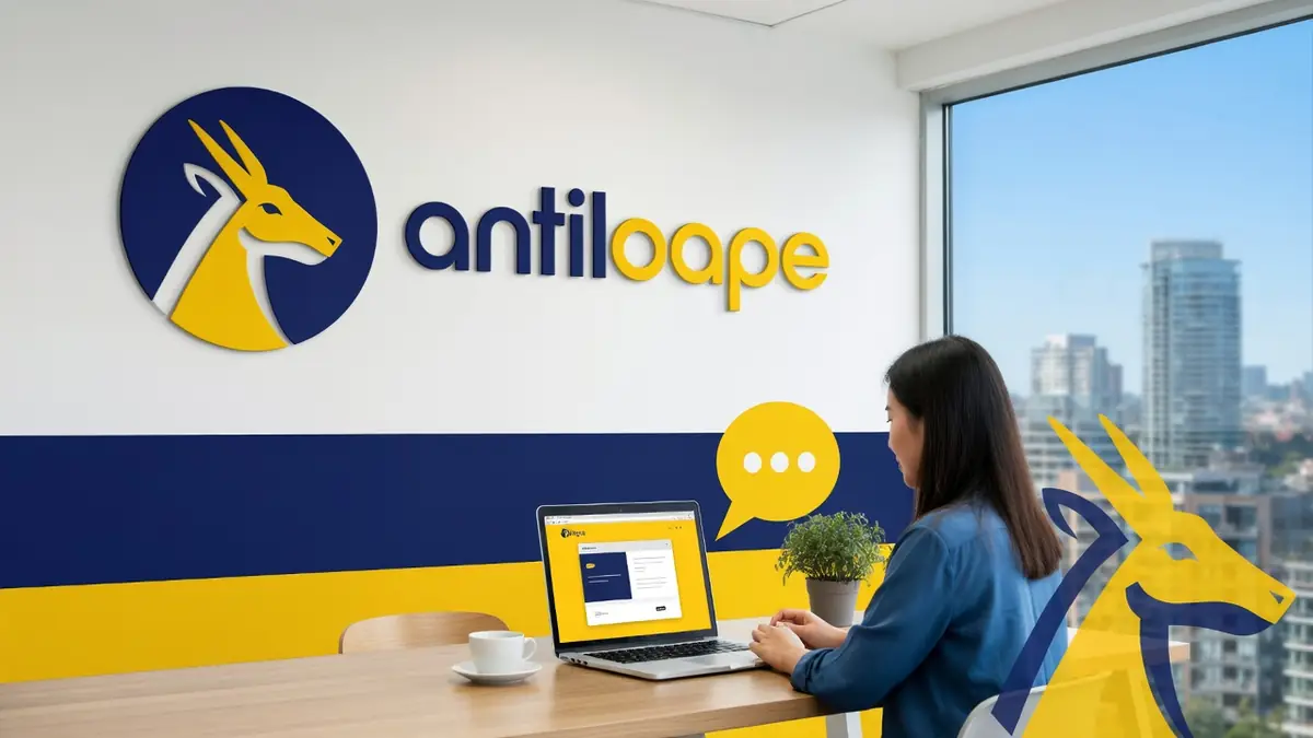 Une femme consulte antilope Loans sur son ordinateur portable dans un bureau moderne