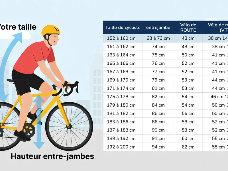 Un cycliste sur un vélo jaune illustre la taille pour les vélos