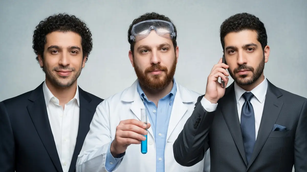 Thomas Blumenthal incarne simultanément un homme d'affaires, un scientifique et un cadre au téléphone
