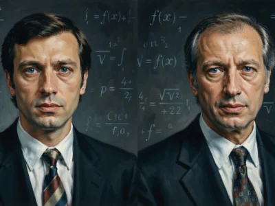 L'image présente Jean-Jacques Moreau jeune et âgé en vis-à-vis
