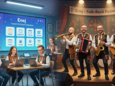 Enej partage sa vie entre l'éducation avec des étudiants et la musique folk-rock sur scène