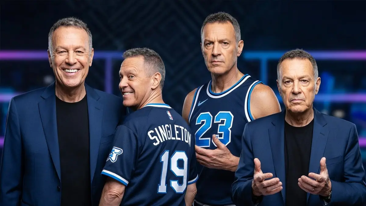 Quatre versions de Chris Singleton se tiennent côte à côte