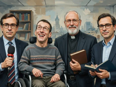 Philippe Aubert apparaît en quatre facettes distinctes dans cette image.