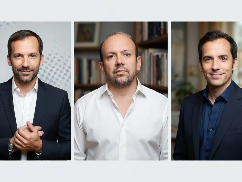 Trois portraits de Frédéric Joly sont affichés côte à côte