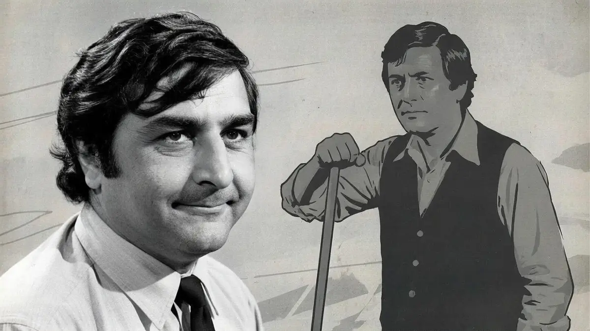 Jean Cherlian apparaît en portrait souriant et en illustration tenant une canne