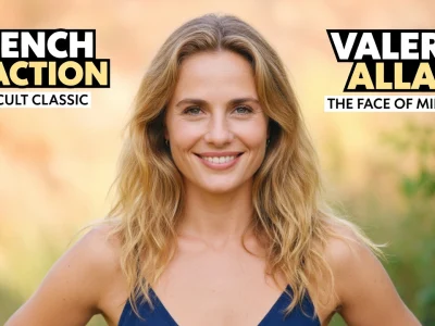 Valérie Allain sourit à l'appareil photo vêtue d'une robe bleue