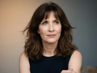 Portrait éditorial de Valérie Dashwood au regard posé dans une ambiance sobre.